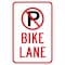 Signmission No Parking Bike Lane Within Pin No Parking Symbol Heavy-Gauge Aluminum, 12" x 18", A-1218-25051 A-1218-25051 - alternate 1